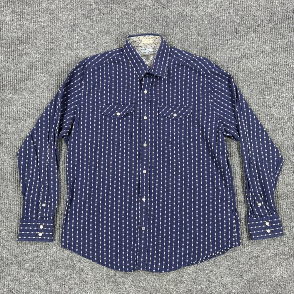 Johnston & Murphy Slim Fit Button Up Shirt Mens Size XL Blue Floral Cotton